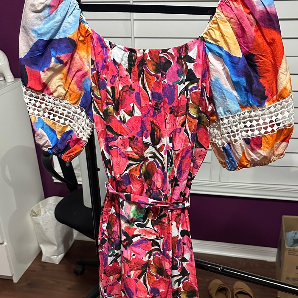 Vibrant Floral Puff Sleeve Dress